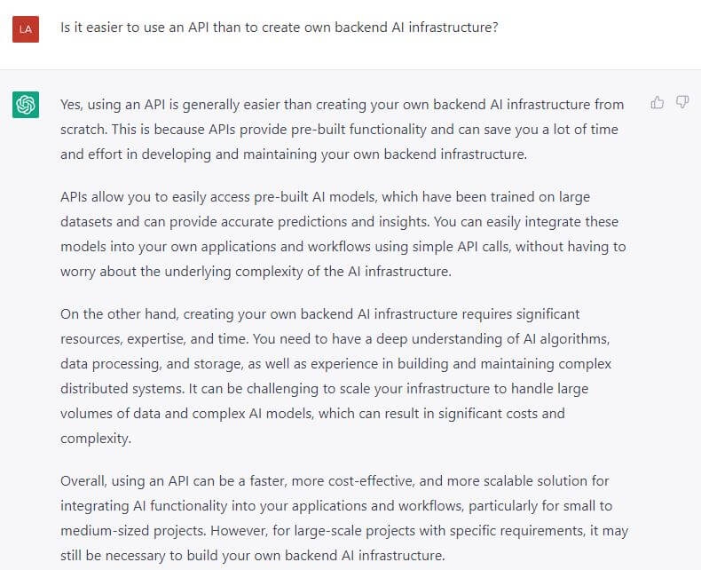 chatgpt answer for api