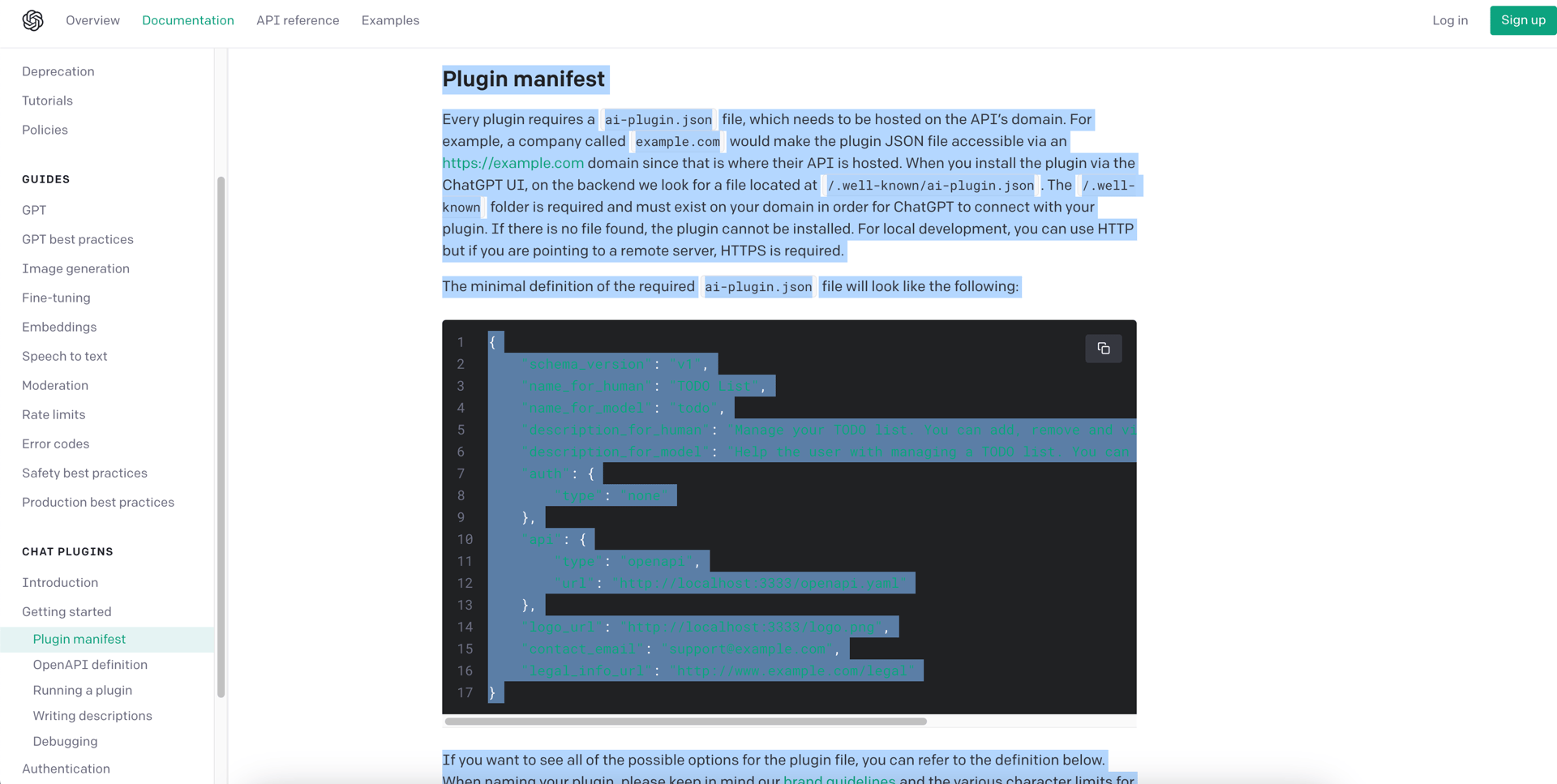 Copy manifest documentation