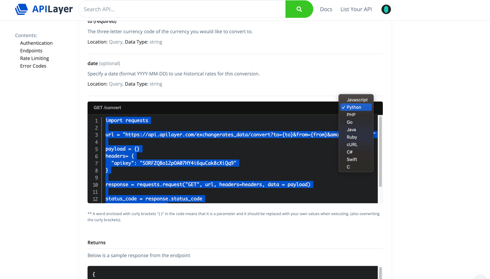 GET /convert endpoint in Python